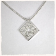 Silver diamond filigree pendant